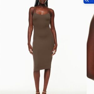 Babaton Brown Sleeveless Bodycon Midi Dress